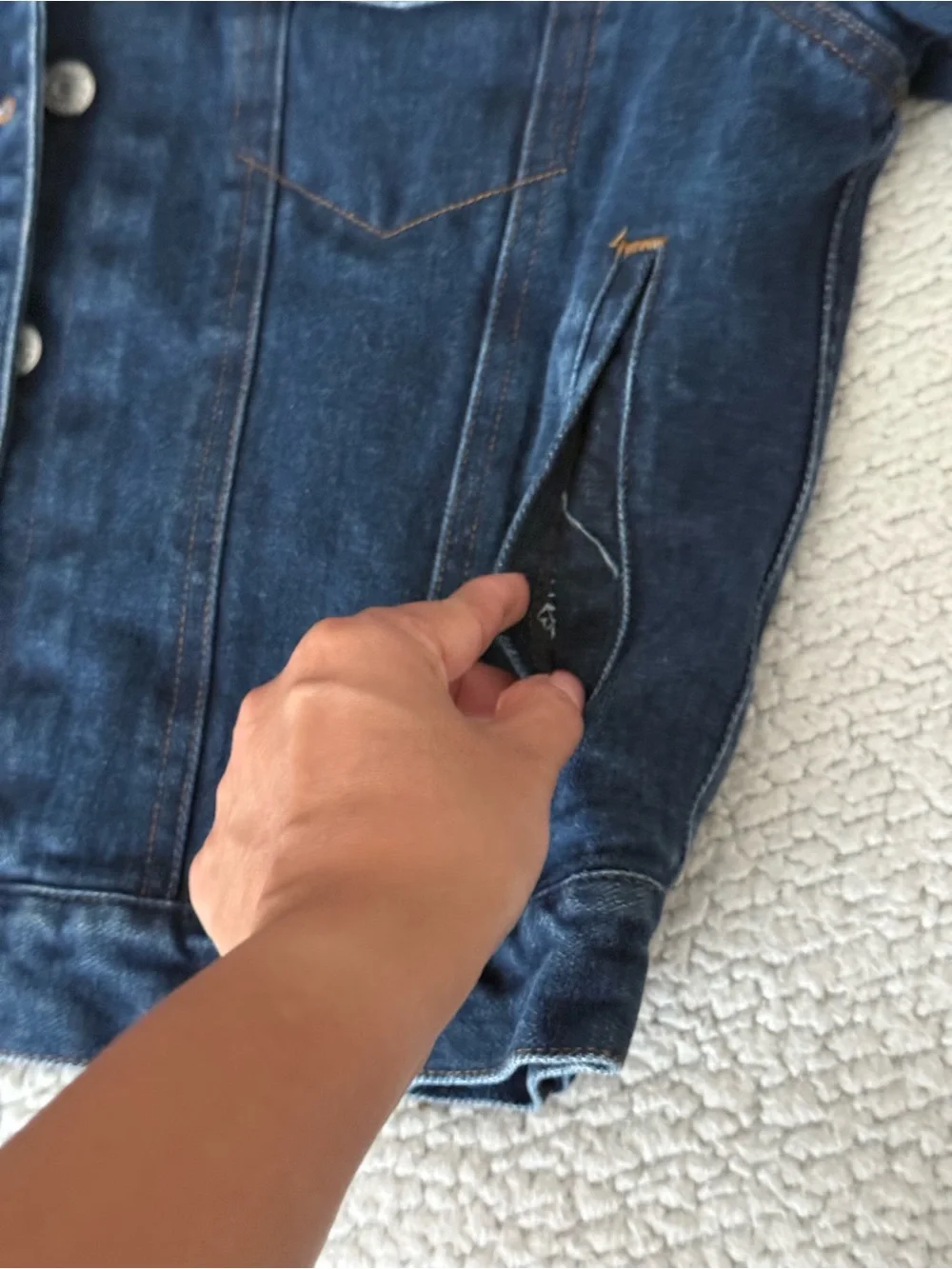 VTG Lauren Jeans Co Trucker Jacket Womens Petite M Blue Denim Quilted Lining 90s